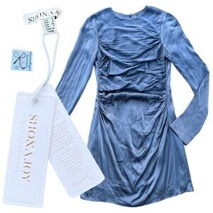 Shona Joy Satin Gathered Long-sleeve Dress NWT Sz 4